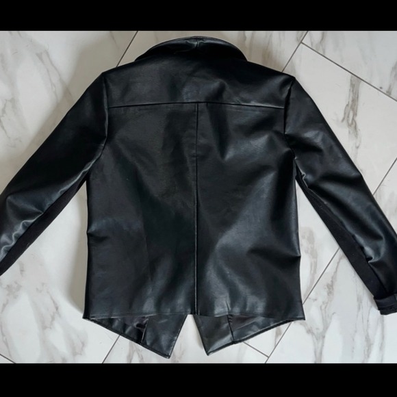 Steve Madden BB Dakota Black Faux Leather Moto Jacket Asymmetrical Zip S‎ - Picture 8 of 10